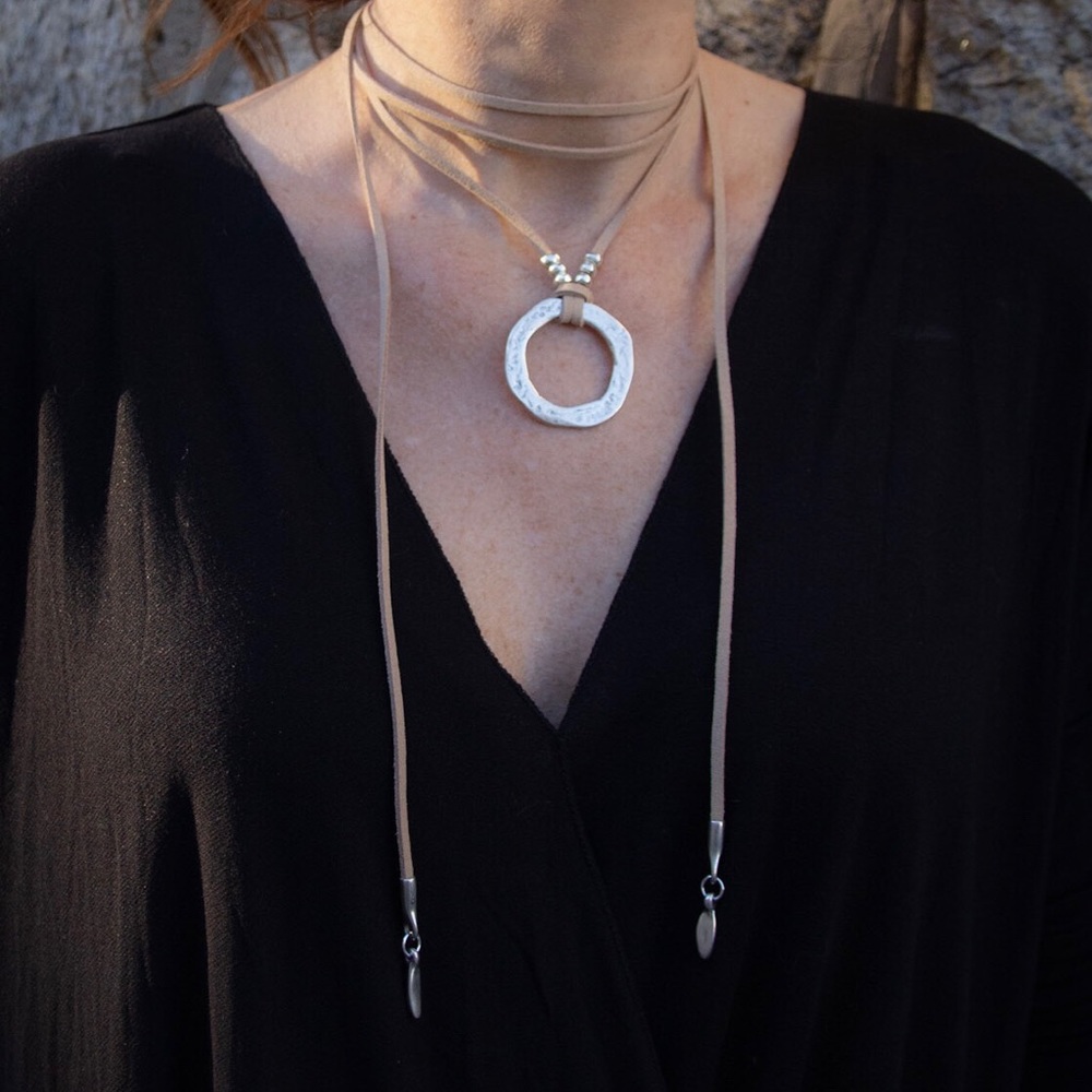 NEW Handmade Tan Vegan Suede Wrap Necklace